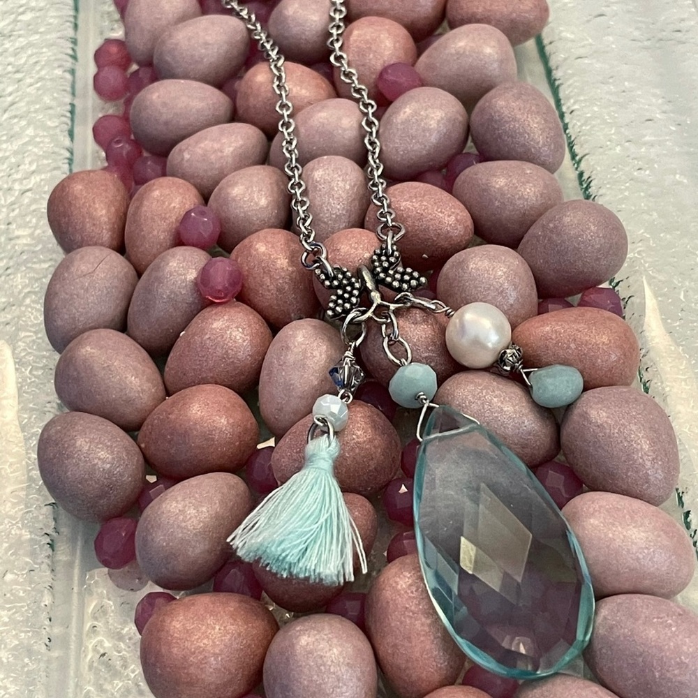 💗HOST PICK💗 Large Aqua Quartz Teardrop Pendant Necklace / Zuka